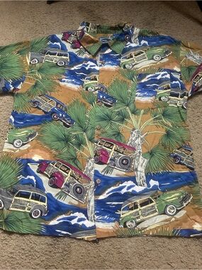 Tropical Print Short-Sleeve Shirt - PACIFIC BLUE USA brand  2XL
